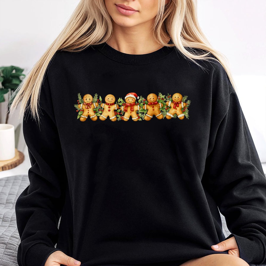 Cute Gingerbread Man Sweatshirt | Watercolor Christmas Cookies Design | Premium Cotton Blend | Cozy Holiday Gift for Teacher or Baker