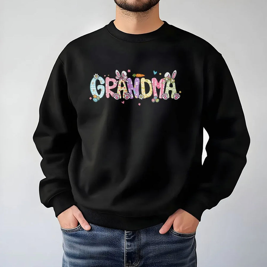Grandma Easter Sweatshirt | Cute Bunny Rabbit Spring Design | Premium Cotton Blend | Gift For Grandma Women