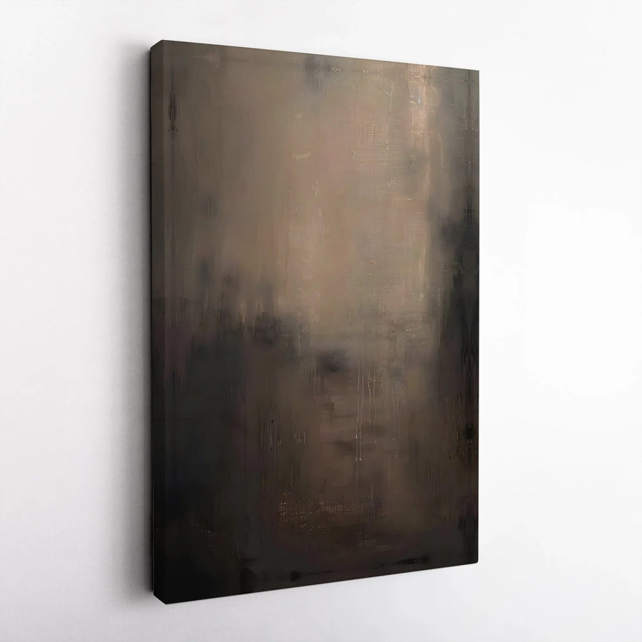 Dark Abstract Canvas Wall Art | Moody Textured Brown Painting | Premium Gallery-Wrap Print | Modern Home & Office Decor Gift