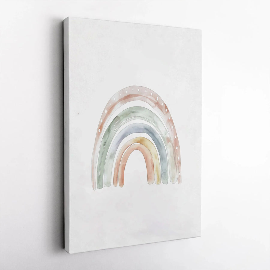Boho Rainbow Wall Art | Watercolor Earth Tones Minimalist Print | Premium Gallery Canvas | Nursery Decor or Modern Home Gift