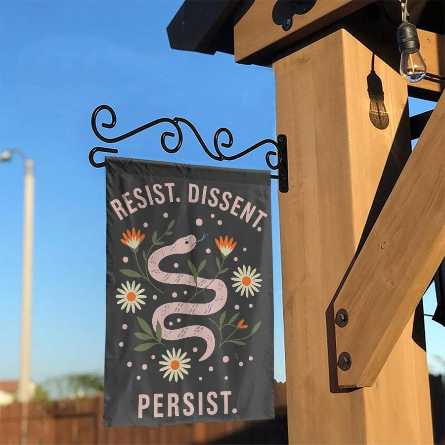 Resist Dissent Persist Garden Flag | Snake and Floral Feminist Yard Banner | Weather-Resistant Polyester | Outdoor Empowerment Decor Gift