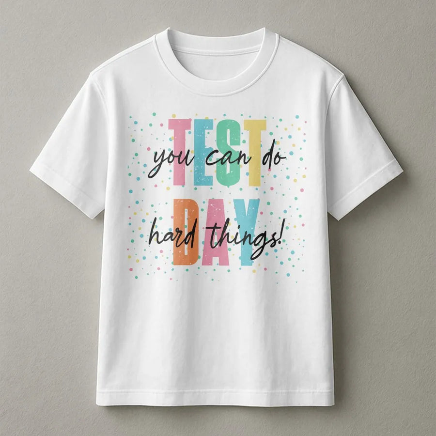 Teacher Testing Day T-Shirt | You Can Do Hard Things Quote | Soft Cotton Blend | Motivational State Testing Gift for Teachers