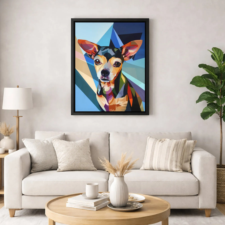 Chihuahua Dog Wall Art | Geometric Pop Art Portrait | Premium Gallery-Wrapped 1.25" Canvas | Colorful Pet Decor Gift for Dog Lovers
