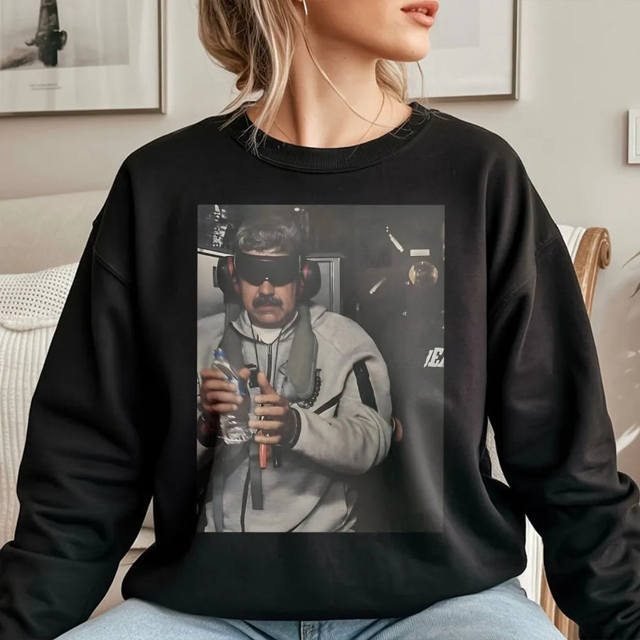 Funny Meme Graphic Sweatshirt | Iconic Pilot Blindfold Design | Premium Cotton Blend | Unisex Streetwear Gift for Internet Culture Fans