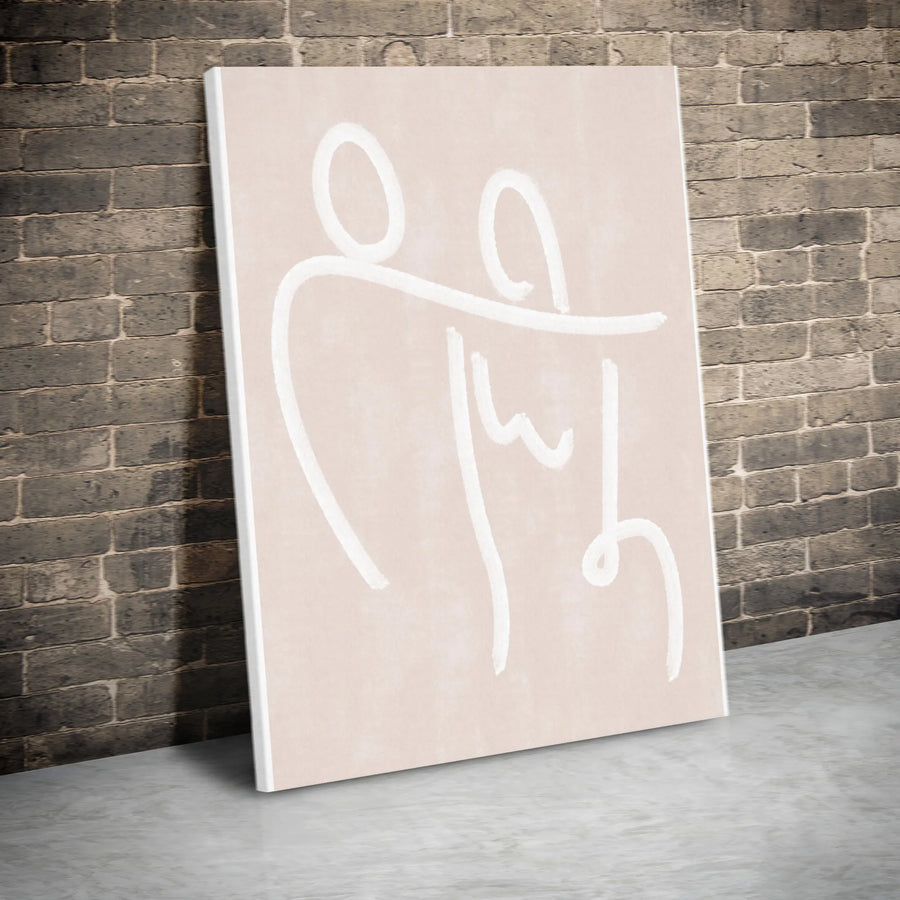 Abstract Couple Line Art Canvas | Modern Single Line Drawing | Premium Gallery Wrapped Art | Romantic Home Decor Gift for Her