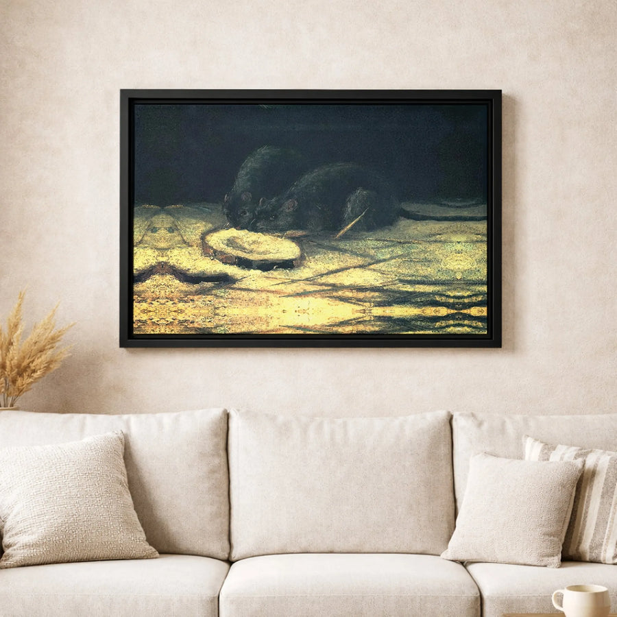The Rats In The Grenier Canvas Print | Fine Art Reproduction Wall Decor | Gallery-Wrapped 1.25-Inch Profile | Classic Oil Painting Gift For Art Lovers
