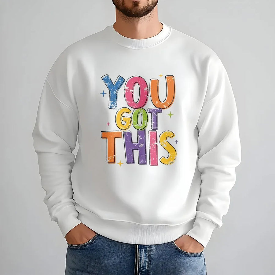 Retro Teacher Sweatshirt | You Got This Positive Affirmation Graphic | Comfort Colors 100% Cotton | Gift for Elementary Teacher, First Day of School Outfit