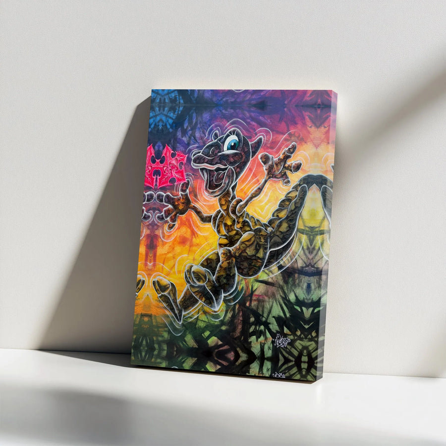 Psychedelic Dragon Wall Art | Abstract Graffiti Creature Canvas | Premium Gallery Wrapped Decor | Fantasy Room Accent for Modern Home