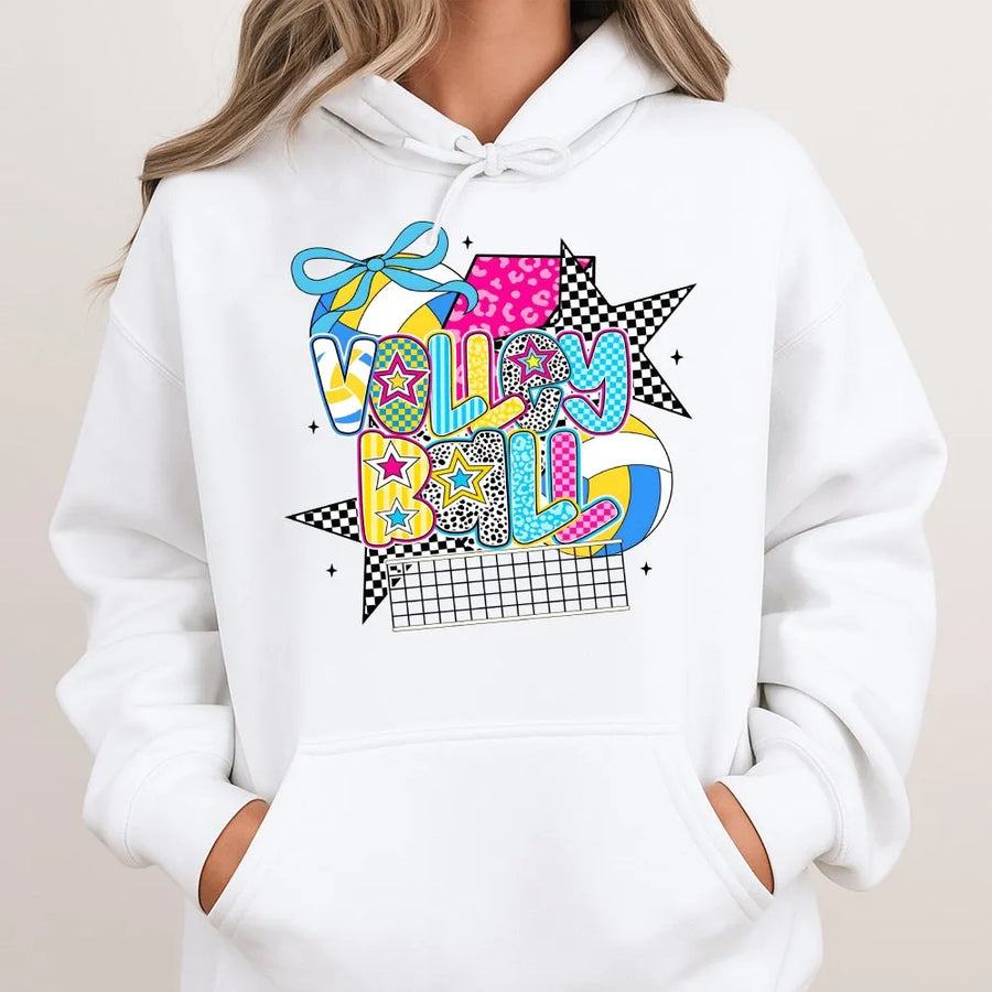 Volleyball Hoodie | Preppy Aesthetic Coquette Graphic Design | Soft Cotton-Polyester Blend | Game Day Gift For Volleyball Players And Fans