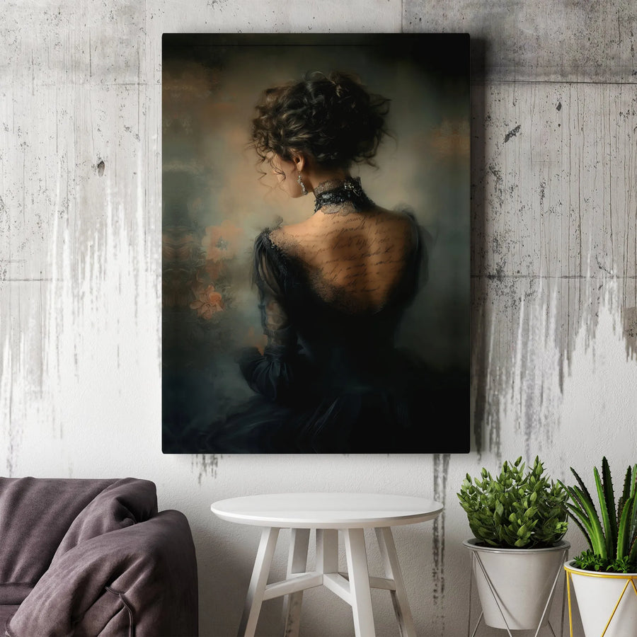Victorian Woman Wall Art | Gothic Dark Academia Portrait Canvas | Gallery-Quality 1.25" Profile | Moody Romantic Home Decor Gift