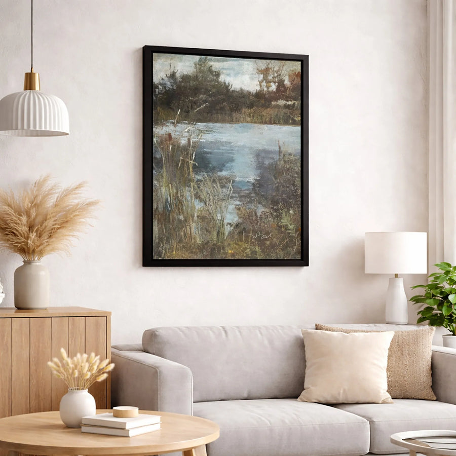 Impressionist Marshland Canvas Wall Art | Serene Landscape Oil Painting Style | Premium 1.25 Inch Gallery Wrap | Peaceful Home Decor Gift