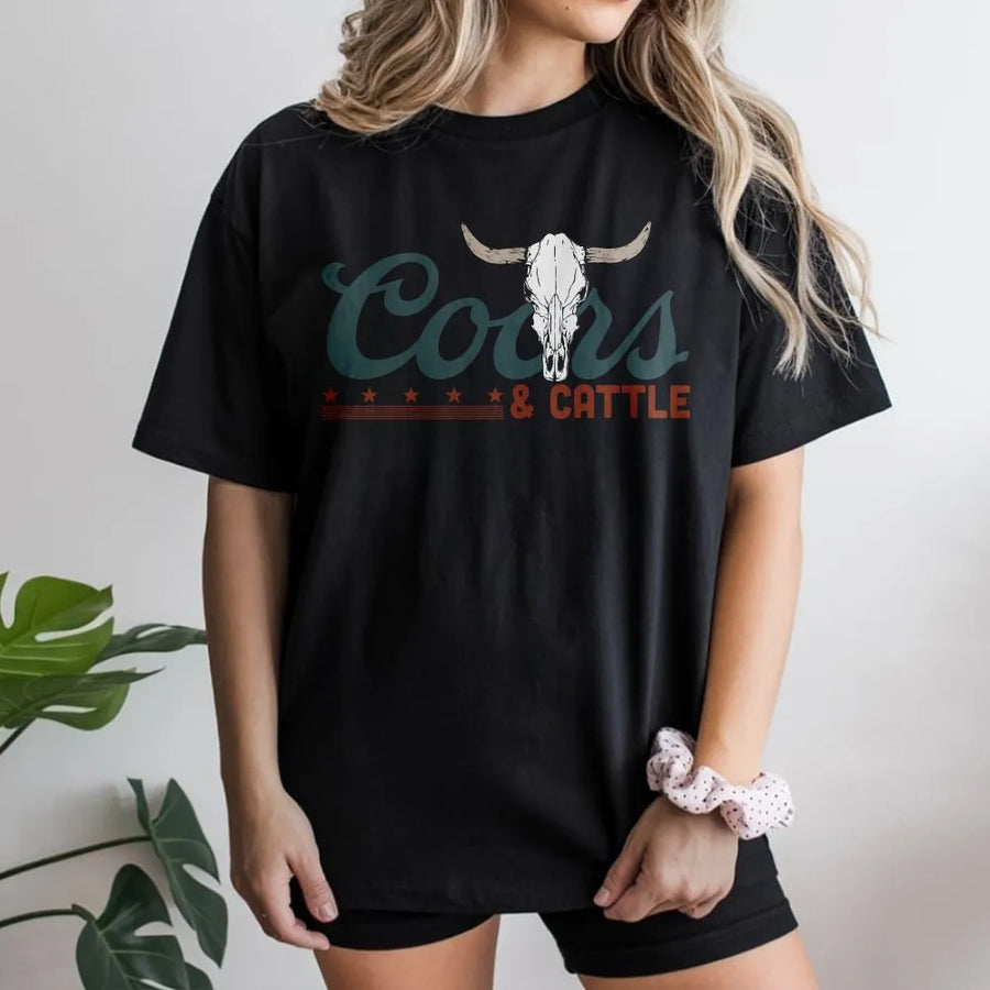 Coors Original Cowboy T-Shirt, Coors & Cattle, Retro Western T-Shirt, Western Graphic T-Shirt, Cowboy Rodeo