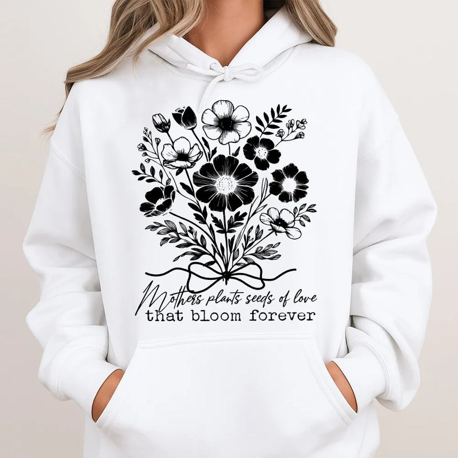 Floral Mom Hoodie | Vintage Wildflower Bouquet Graphic | Soft Cotton Tee | Meaningful Mother's Day Gift for Gardeners