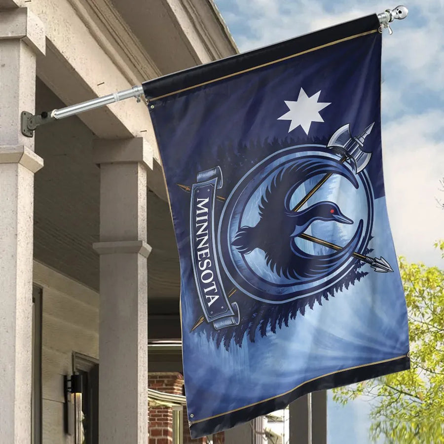 Minnesota State House Flag | Rebel Loon & North Star Emblem | Double Sided UV-Resistant Polyester | Outdoor Yard Decor Gift