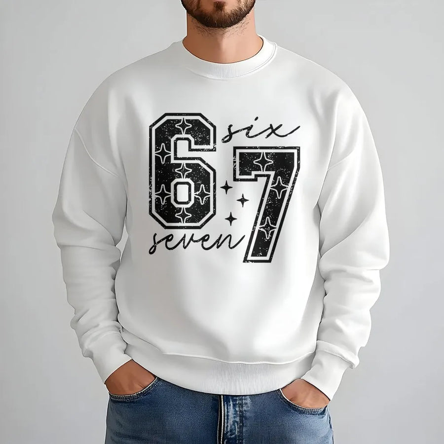 67 Varsity Sweatshirt | Retro Sport Typography Graphic | Premium Cotton Blend | Unisex Birthday Gift for Her or Him