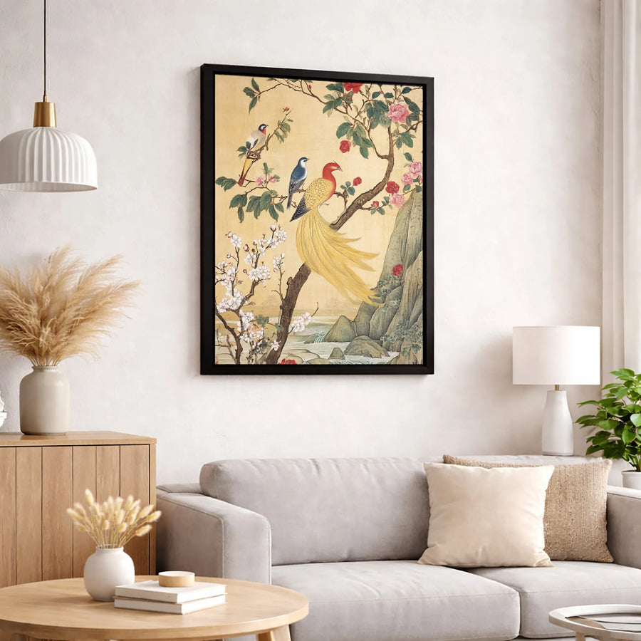 Traditional Chinese Bird and Flower Canvas | Vintage Botanical Wall Art | Premium Fade-Resistant Print | Elegant Asian Decor for Home and Office
