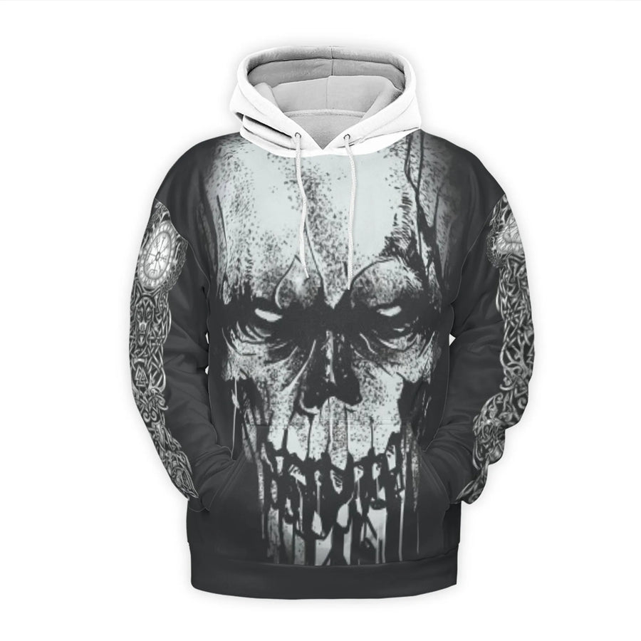 Viking Berserker Hoodie | Skull Norse Runes & Dragon Art | Premium Brushed Fleece Pullover | Unisex Gothic Streetwear Gift