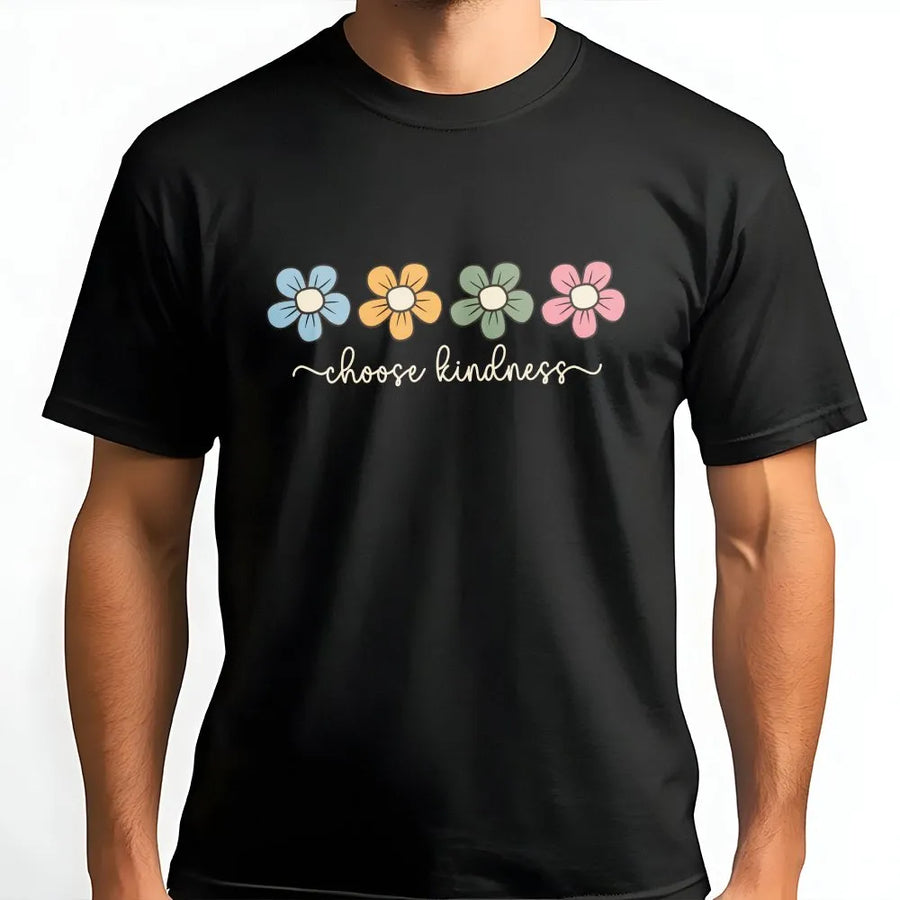 Choose Kindness T-Shirt | Retro Floral Graphic Pullover | Soft Cotton Blend | Inspirational Teacher Appreciation Gift