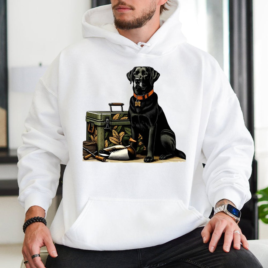 Black Labrador Hunting Hoodie | Duck Hunter Dog Graphic | Premium Cotton Blend | Gift For Outdoorsmen & Retriever Lovers