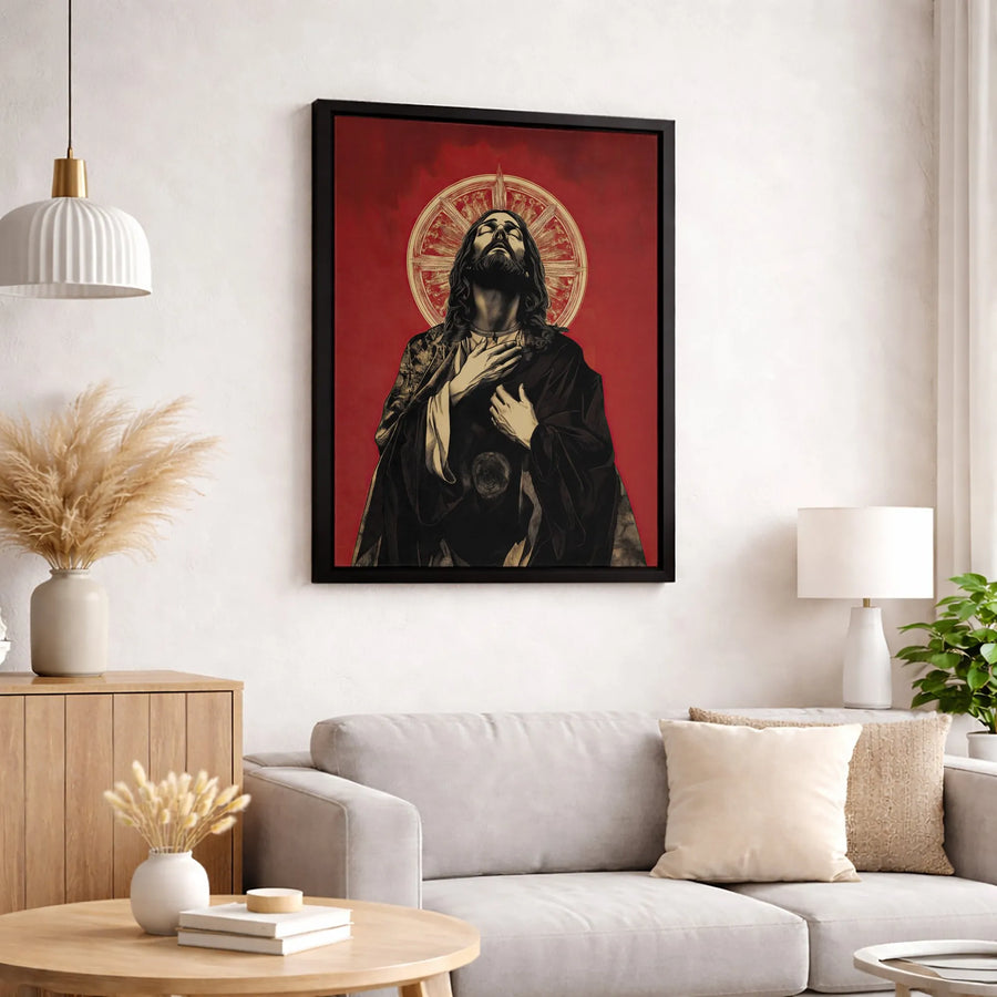 Jesus Christ Portrait Canvas | Religious Wall Art with Gold Halo | Premium Gallery Quality Print | Inspirational Home Decor Gift