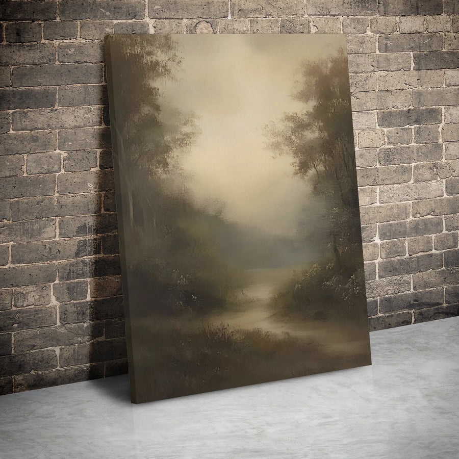 Ethereal Forest Path Canvas Print | Moody Mist Landscape Wall Art | Gallery Wrapped Premium Quality | Nature Lover Home Office Decor Gift