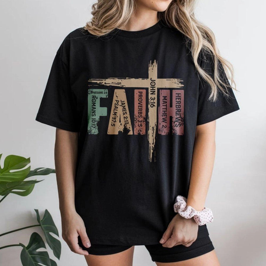 Faith Bible Verse T-Shirt | Scripture Typography Graphic | 100% Soft Cotton Premium Tee | Christian Gift for Men and Women