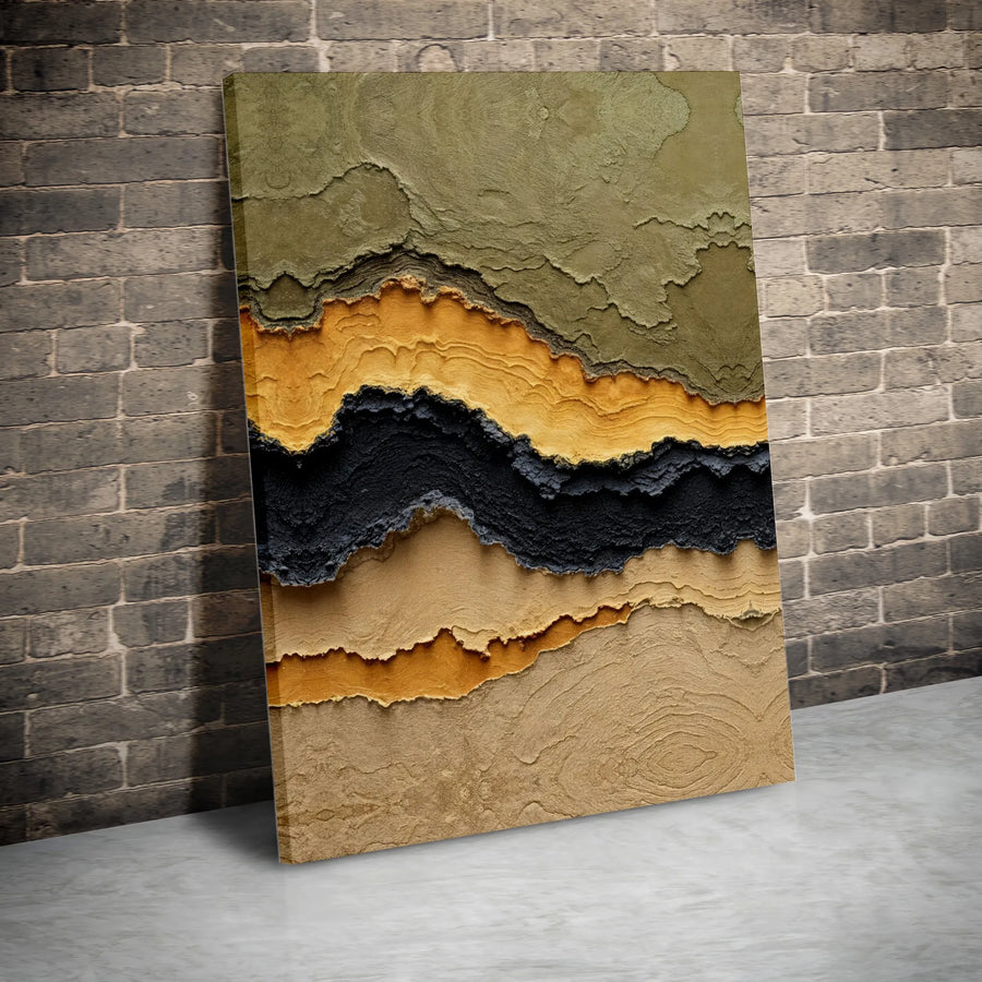 Abstract Earth Tones Canvas Wall Art | Geological Strata Abstract Print | Premium Gallery Wrapped Canvas | Modern Home Decor Gift