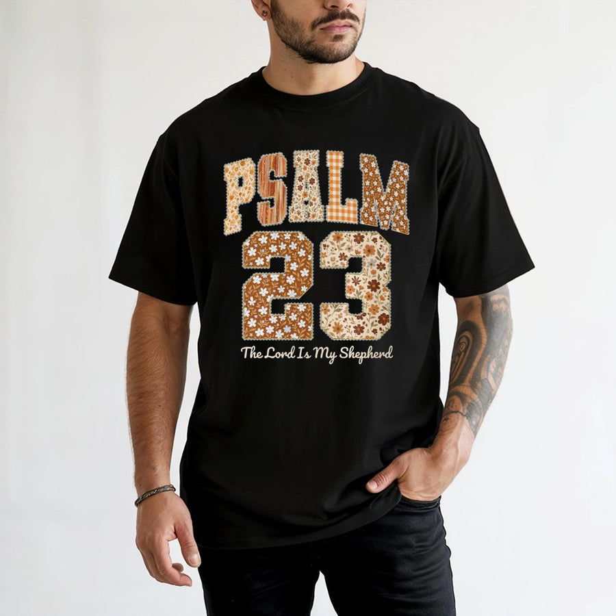 Psalm 23 T-Shirt | Floral Bible Verse Graphic Tee | 100% Cotton Premium Quality | Christian Faith Gift for Women and Men