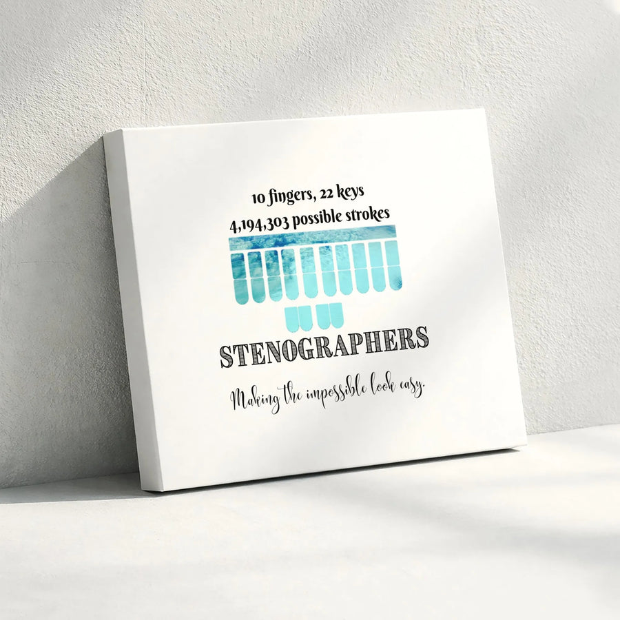 Stenographer Wall Art | Stenotype Keyboard Quote Canvas | Premium Gallery-Wrapped Print | Court Reporter Office Decor Gift