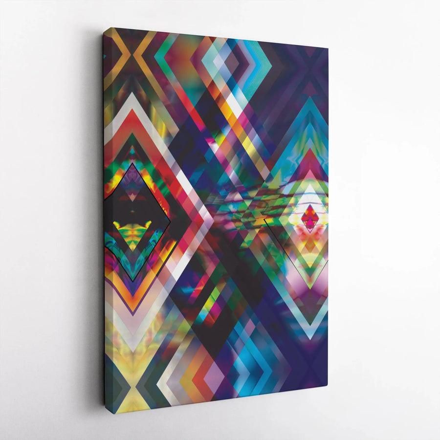 Abstract Geometric Canvas Wall Art | Vibrant Prism Diamond Design | Premium Fade-Resistant Print | Modern Home & Office Decor Gift