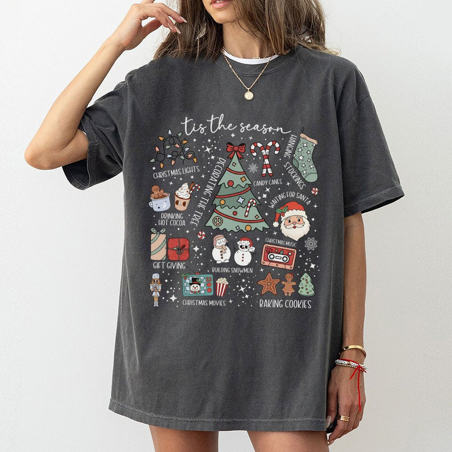 Tis The Season Christmas T-Shirt | Retro Y2K Holiday Graphic Tee | Premium 100% Cotton | Cute Xmas Gift For Women And Families
