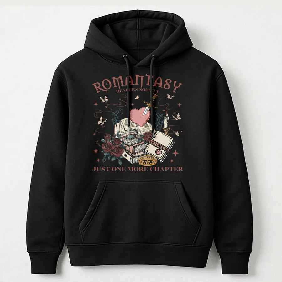 Romantasy Bookish Hoodie | Just One More Chapter Aesthetic Design | Premium Cotton Blend | Gift for Book Lovers and Fantasy Readers