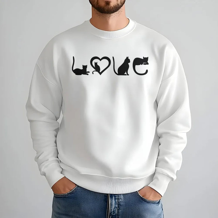 Cat Love Sweatshirt | Minimalist Cat Silhouette Graphic | Premium Cotton Blend | Gift for Cat Mom and Pet Lovers
