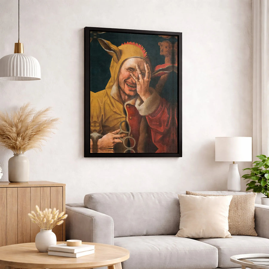 Laughing Jester Renaissance Portrait | Dark Academia Wall Art | Premium 1.25" Gallery Canvas | Moody Home Decor Gift