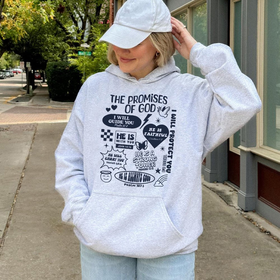 The Promises Of God Hoodie | Bible Verse Scripture Aesthetic | Premium Cotton-Blend Sweatshirt | Christian Faith Gift For Men And Women