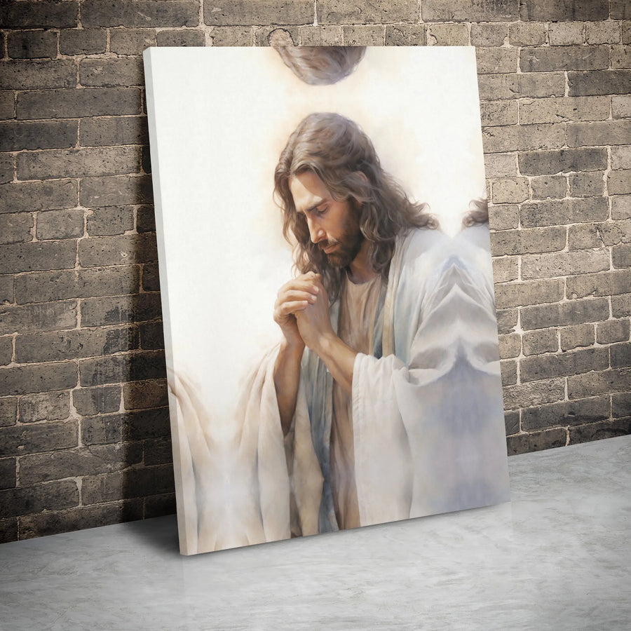 Jesus Christ Praying Canvas Wall Art | Serene Religious Portrait | Premium 1.25" Gallery Wrap | Inspirational Christian Home Decor Gift