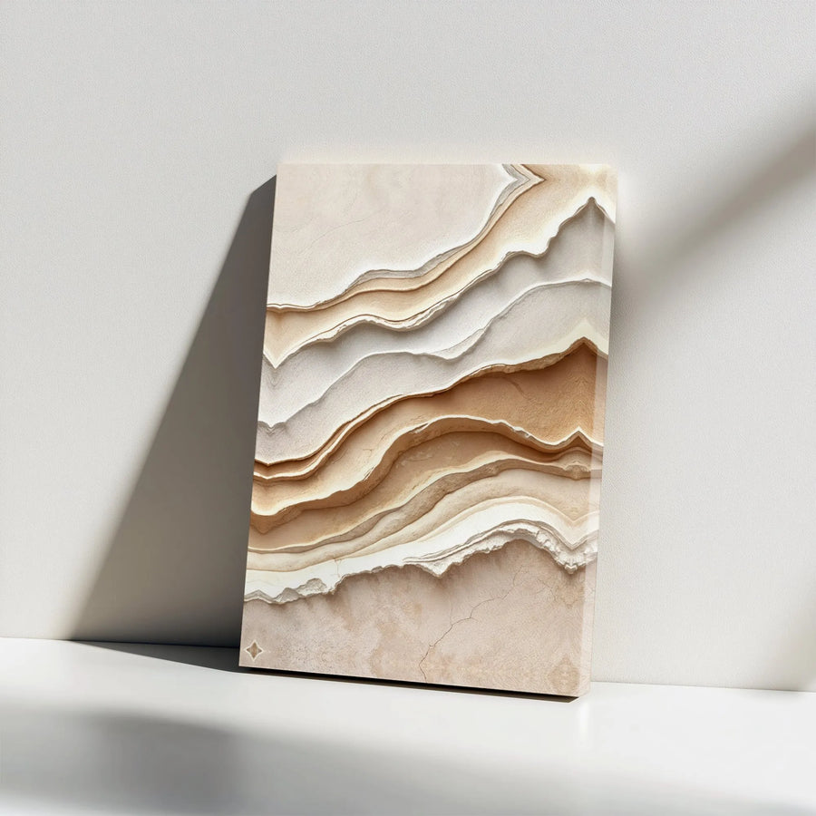 Abstract Earth Tone Canvas Art | Layered Wabi Sabi Wall Decor | Premium Frameless Canvas | Modern Minimalist Home Office Decor Gift