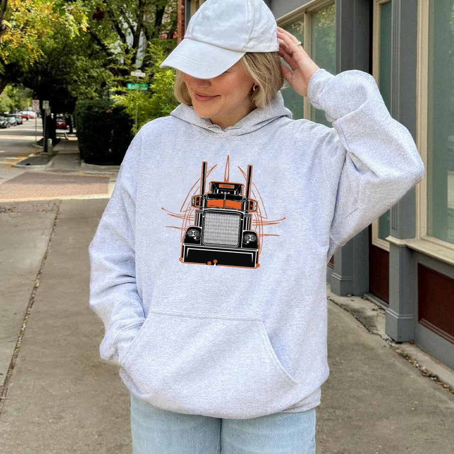 Semi Truck Hoodie | Graphic Big Rig Streetwear | Premium Cotton Blend | Trucker Gift For Men And Women