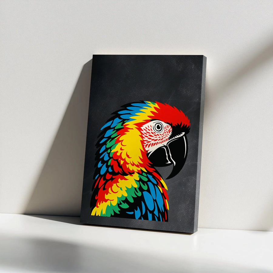 Macaw Parrot Canvas Wall Art | Vibrant Tropical Bird Pop Art | Thick Gallery Wrap Canvas | Modern Home Decor Gift for Bird Lover