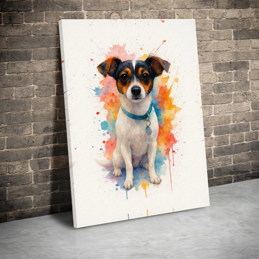 Jack Russell Terrier Wall Art | Colorful Watercolor Dog Portrait | Premium 1.25 Inch Gallery Wrap Canvas | Pet Lover Home Decor Gift
