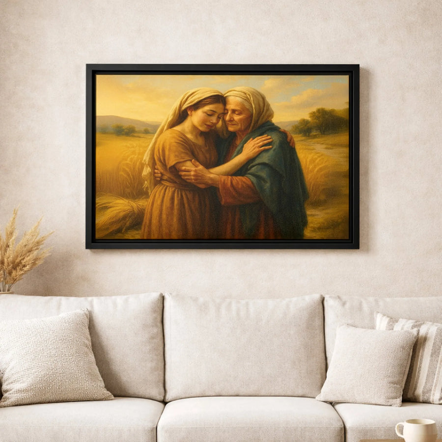 Ruth and Naomi Bible Wall Art | Religious Painting of Faithful Women | Premium Gallery Wrapped Canvas | Meaningful Christian Gift for Home