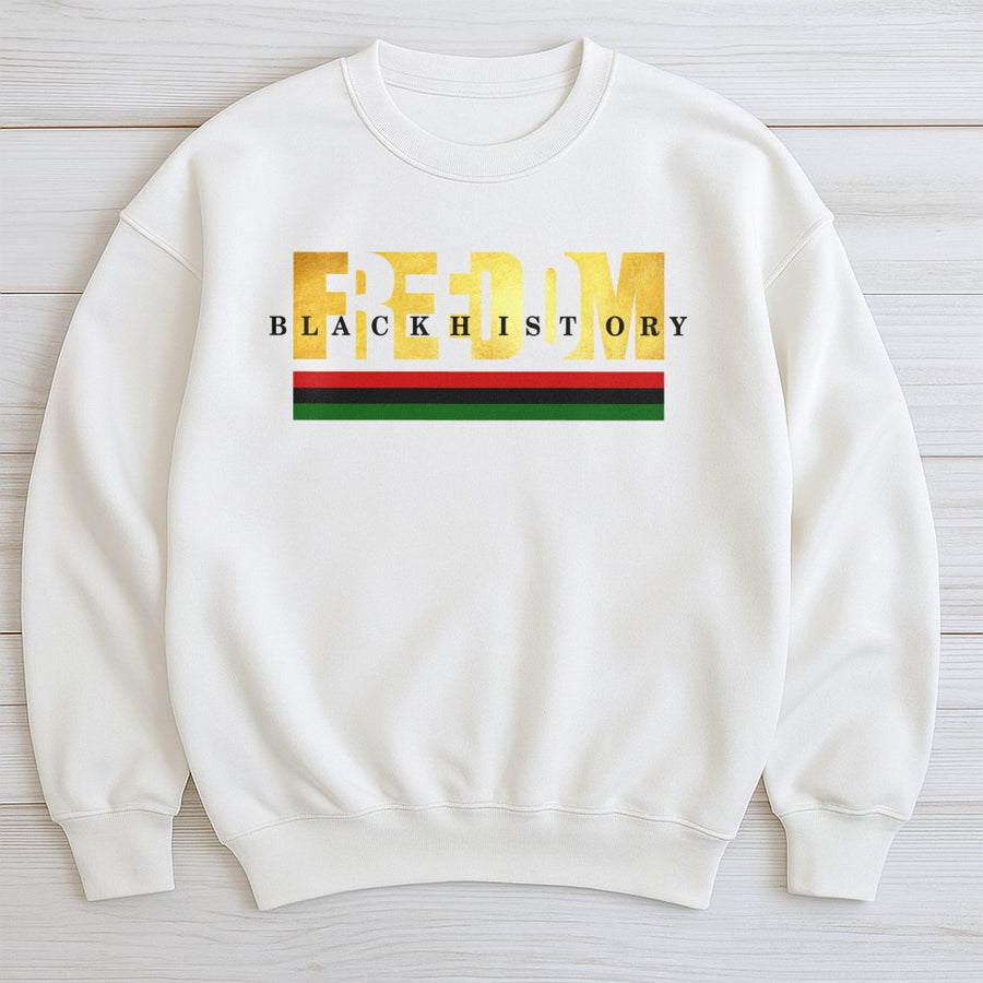 Freedom Black History Sweatshirt | Pan-African Flag Graphic Design | Premium Cotton Blend Crewneck | Empowering Gift for Men and Women