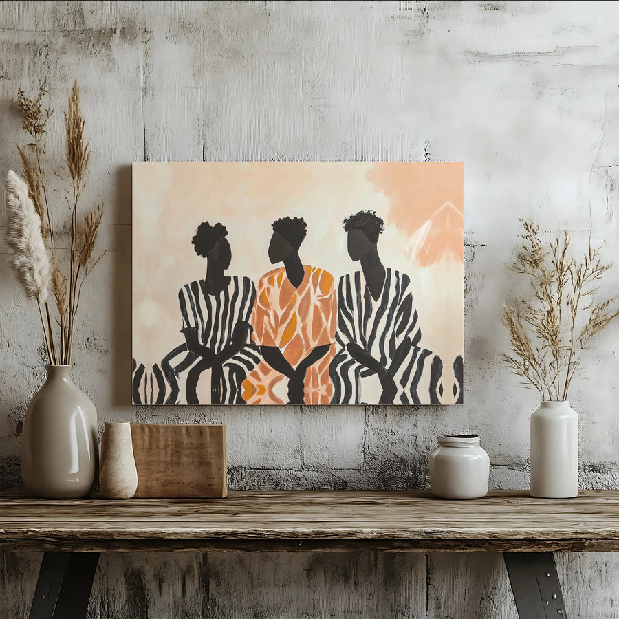 Abstract African Women Canvas Print | Modern Figurative Silhouette Art | Thick Gallery Wrap Canvas | Contemporary Home Decor Gift