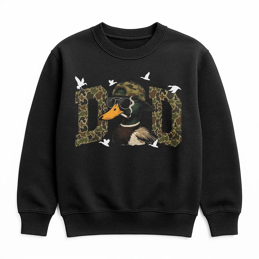 Duck Hunting Dad Sweatshirt | Funny Mallard Duck Camo Graphic | Soft Cotton Blend | Gift for Hunter Dad