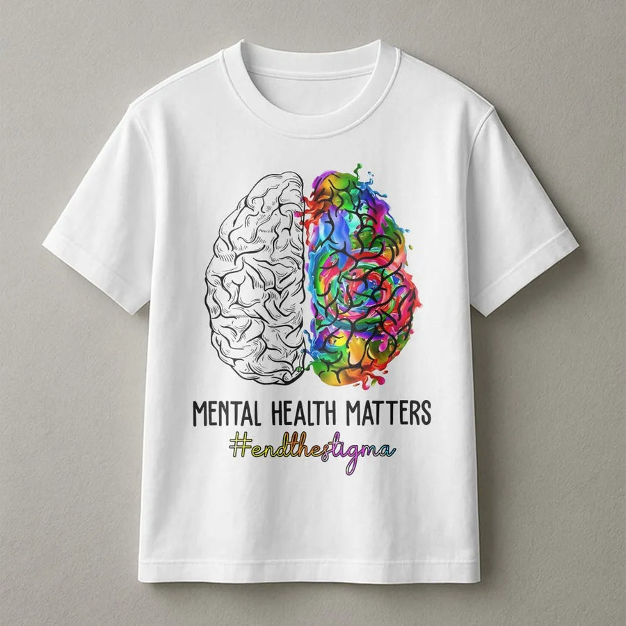 Mental Health Matters T-Shirt | Colorful Brain Art Pullover | Premium Cotton Blend | Unisex Positive Awareness Gift for Advocates
