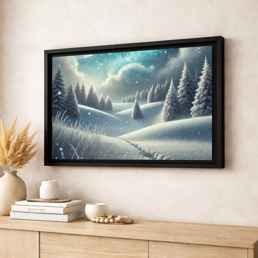 Winter Forest Canvas Wall Art | Snowy Pine Tree Landscape | Premium 1.25" Gallery Wrap | Christmas Holiday Home Decor Gift
