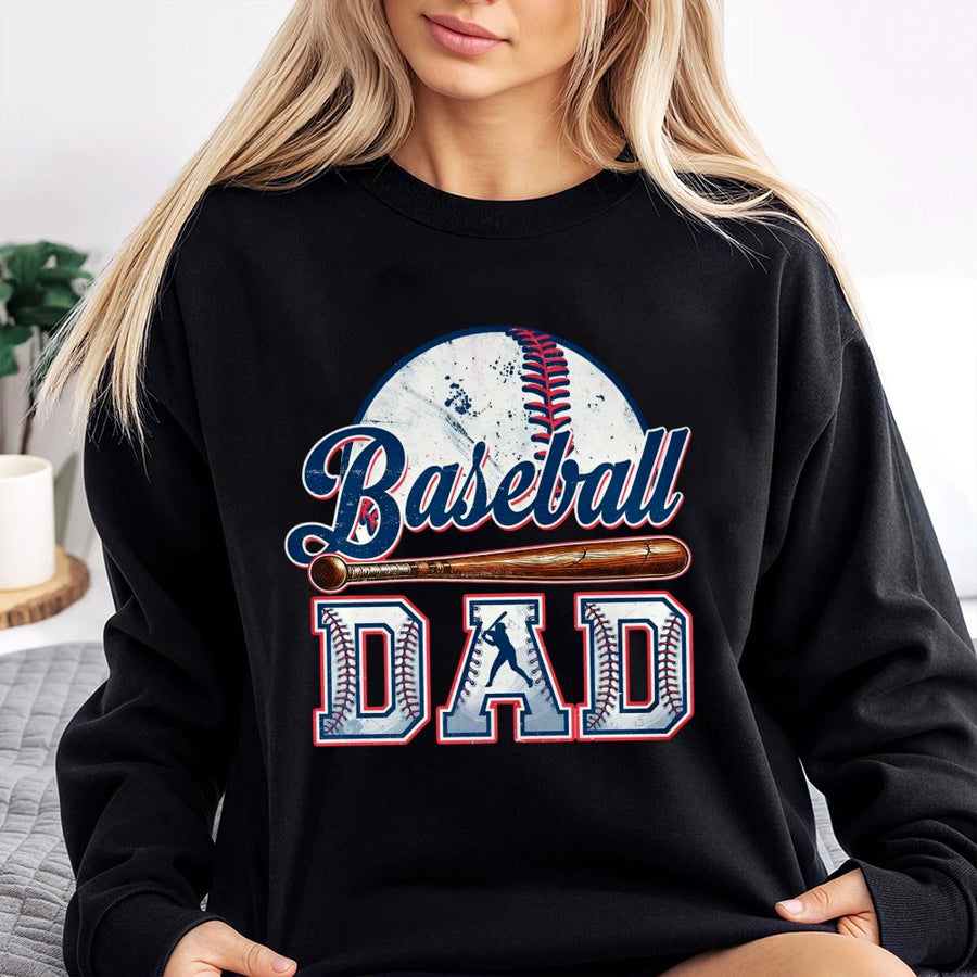 Baseball Dad Sweatshirt | Vintage Sports Graphic Print | Premium Cotton Blend | Gift For Baseball Dad Father's Day 2026 Game Day Apparel
