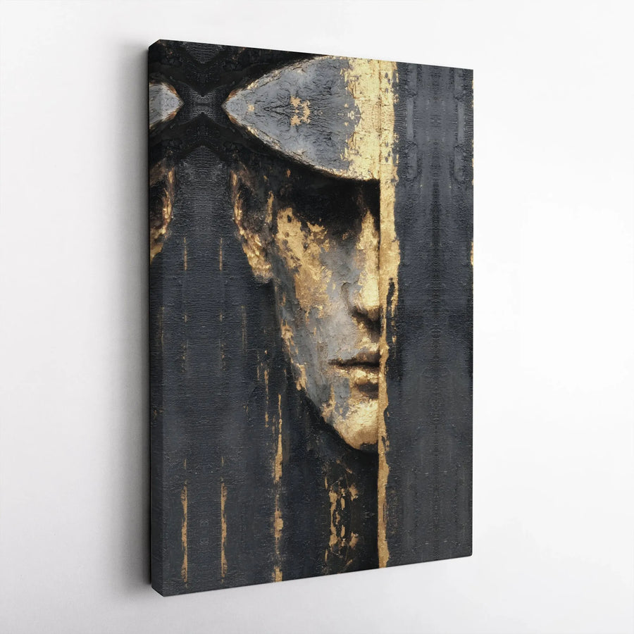 Abstract Portrait Canvas Print | Textured Gold Leaf Effect | Premium Gallery Wrapped Canvas | Modern Office & Living Room Decor Gift
