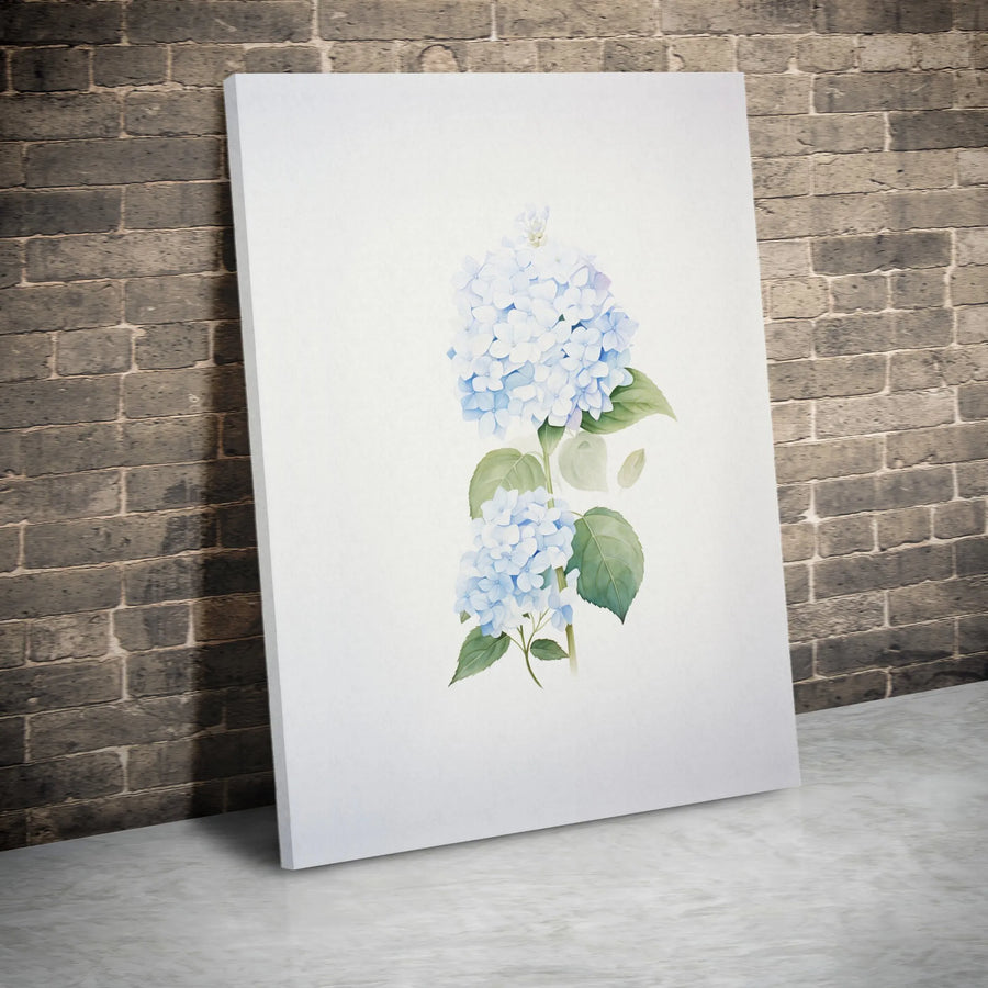 Blue Hydrangea Botanical Canvas Print | Soft Watercolor Floral Wall Art | Premium Gallery Wrapped Decor | Nature-Inspired Home Gift