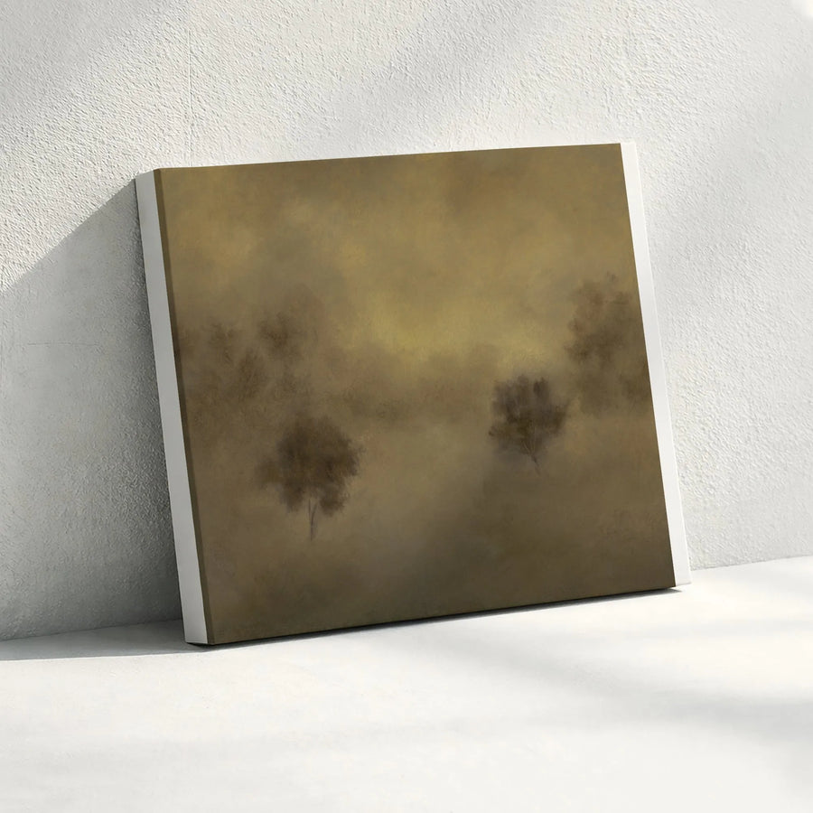 Misty Forest Canvas Wall Art | Moody Tonalist Painting Print | Premium Gallery Wrap Canvas | Living Room & Bedroom Decor Gift